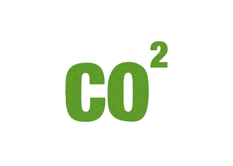Immagine con la scritta “CO₂” in verde su sfondo chiaro.