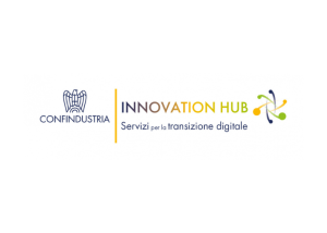 Banner Confindustria Innovation Hub – Servizi per la transizione digitale con logo stilizzato a nodi colorati.