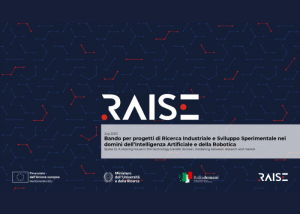 Locandina del bando RAISE su intelligenza artificiale e robotica con loghi istituzionali.
