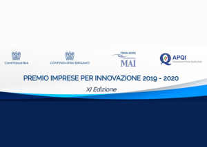 Banner del “Premio Imprese per Innovazione 2019–2020”, con loghi istituzionali e testo.