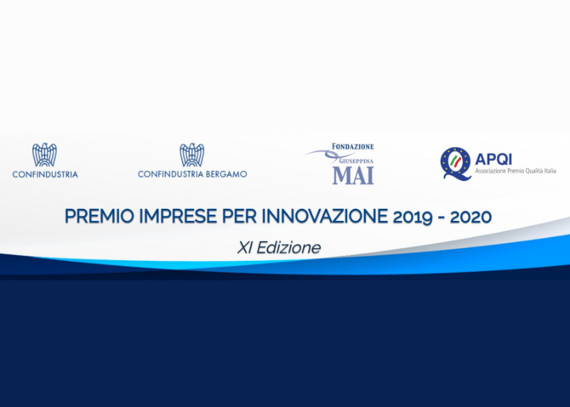 Banner del “Premio Imprese per Innovazione 2019–2020”, con loghi istituzionali e testo.