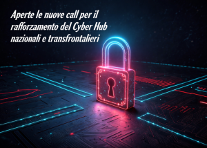 Immagine promozionale sulla cybersecurity con lucchetto digitale e testo informativo.