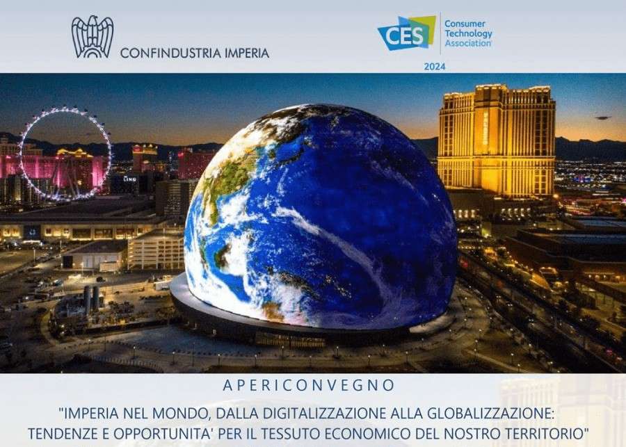 Locandina dell’apericonvegno “Imperia nel mondo” sulle opportunità della digitalizzazione e globalizzazione per il territorio.