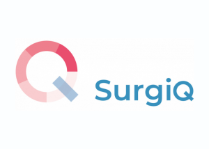 Logo “SurgiQ” con simbolo grafico stilizzato su sfondo chiaro.