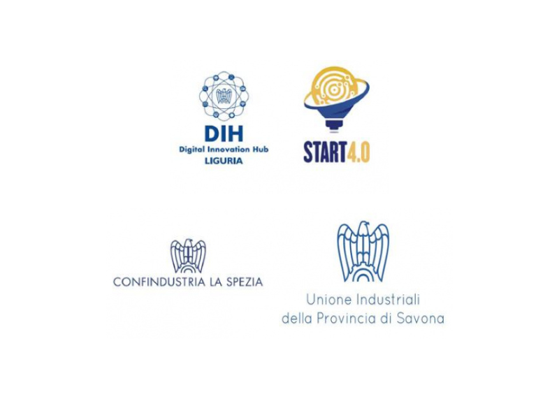 Loghi: Digital Innovation Hub Liguria, Start 4.0, Confindustria La Spezia, Unione Industriali della Provincia di Savona
