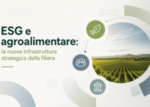 Campo agricolo con icone ESG e sostenibilità