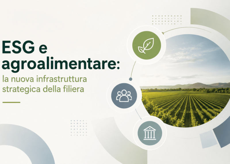 Campo agricolo con icone ESG e sostenibilità